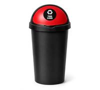 SPECTRAPLAST® 50L Bullet Bin with Coloured Lid & Sticker, Large Kitchen Rubbish Bin, Plastic Waste Bin for Home, Office, Bathroom & Utility Room, Indoor Recycling Dustbin (RED, TINS CANS)