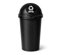 SPECTRAPLAST® 50L Bullet Bin with Coloured Lid & Sticker, Large Kitchen Rubbish Bin, Plastic Waste Bin for Home, Office, Bathroom & Utility Room, Indoor Recycling Dustbin (BLACK, GENERAL WASTE)