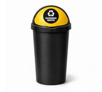 SPECTRAPLAST® 50L Bullet Bin with Coloured Lid & Sticker, Large Kitchen Rubbish Bin, Plastic Waste Bin for Home, Office, Bathroom & Utility Room, Indoor Recycling Dustbin (YELLOW, HAZARDOUS WASTE)