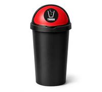 SPECTRAPLAST® 50L Bullet Bin with Coloured Lid & Sticker, Large Kitchen Rubbish Bin, Plastic Waste Bin for Home, Office, Bathroom & Utility Room, Indoor Recycling Dustbin (RED, TRASH)