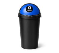 SPECTRAPLAST® 50L Bullet Bin with Coloured Lid & Sticker, Large Kitchen Rubbish Bin, Plastic Waste Bin for Home, Office, Bathroom & Utility Room, Indoor Recycling Dustbin (BLUE, GENERAL WASTE)