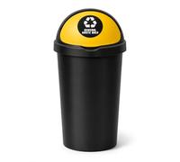 SPECTRAPLAST® 50L Bullet Bin with Coloured Lid & Sticker, Large Kitchen Rubbish Bin, Plastic Waste Bin for Home, Office, Bathroom & Utility Room, Indoor Recycling Dustbin (YELLOW, GENERAL WASTE)