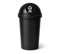 SPECTRAPLAST® 50L Bullet Bin with Coloured Lid & Sticker, Large Kitchen Rubbish Bin, Plastic Waste Bin for Home, Office, Bathroom & Utility Room, Indoor Recycling Dustbin (BLACK, TINS CANS)