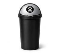 SPECTRAPLAST® 50L Bullet Bin with Coloured Lid & Sticker, Large Kitchen Rubbish Bin, Plastic Waste Bin for Home, Office, Bathroom & Utility Room, Indoor Recycling Dustbin (SILVER, GENERAL WASTE)