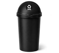 SPECTRAPLAST® 50L Bullet Bin with Coloured Lid & Sticker, Large Kitchen Rubbish Bin, Plastic Waste Bin for Home, Office, Bathroom & Utility Room, Indoor Recycling Dustbin (BLACK, PLASTIC WASTES)