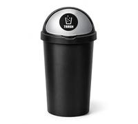 SPECTRAPLAST® 50L Bullet Bin with Coloured Lid & Sticker, Large Kitchen Rubbish Bin, Plastic Waste Bin for Home, Office, Bathroom & Utility Room, Indoor Recycling Dustbin (SILVER, TRASH)