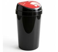 SPECTRAPLAST® 50L Top Touch Kitchen Bin Large Indoor Rubbish Bin with Coloured Lids (Black, Blue, Red, Silver, Green, Yellow) - Hands-Free Waste Disposal for Kitchen, Home, Office & Recycling (RED)