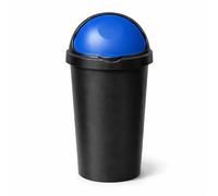 SPECTRAPLAST® 60L Bullet Bin Large Capacity Indoor & Outdoor Waste Bin - Heavy Duty Plastic Rubbish Bin with Flip Lid - Tall Black Base Dustbin for Kitchen, Office & Garden (BLUE)