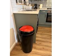 SPECTRAPLAST 60L Premium Red Brabatia Plastic Touch Top Bin, Dustbin, Rubbish Bin for Kitchen, Home With Coloured lids Black/Blue/Red/Silver/Green (RED)