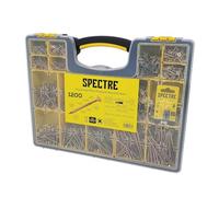 Spectre Advanced Wood Screws Organiser Case - Yellow Passivated 1200pc | Advanced Zinc Yellow Passivated Woodscrews High-Performance Multi-Size Fastener Kit in Sturdy Organiser Case