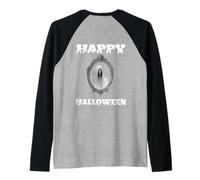 Spectre, Ghost or Ghoul in A Mirror Happy Halloween Costume Raglan Baseball Tee