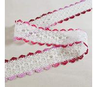 Spectrim Knitting in Eyelet Lace 30 mm Wide Ribbon Sewing Lace for Trimmings Works | Home Decoration | Gift Wrapping | DIY Crafts - (White & Hot Pink Mix, 5 Meters)