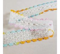 Spectrim Knitting in Eyelet Lace 30 mm Wide Ribbon Sewing Lace for Trimmings Works | Home Decoration | Gift Wrapping | DIY Crafts - (White & Summer Mix, 25 Meters)