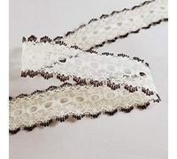 Spectrim Knitting in Eyelet Lace 30 mm Wide Ribbon Sewing Lace for Trimmings Works | Home Decoration | Gift Wrapping | DIY Crafts - (Cream & Brown, 5 Meters)