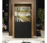 Creative Furniture Spectrum Display Cabinet 170Cm - A Contemporary And Spacious Cabinet With Glass Shelves And Led Lights In Brown Brown One Size
