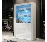 Spectrum Display Cabinet 170Cm White With High Gloss Doors And Led Lighting - Creative Furniture