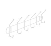 Spectrum Diversified, 6-Hook Wall-Mounted Coat Sturdy Steel Wire Rack for Hats, Purses, Handbags & Jackets, Minimalist Design, White