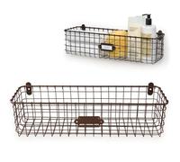 Spectrum Diversified Vintage Basket, Rustic Farmhouse Kitchen Storage Cabinet & Pantry Organizer, Wall-Mounted Storage & Organization, Bronze