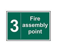 Spectrum Industrial 12085 Fire Assembly Point 3 Safety Sign, Non Adhesive Rigid 1mm PVC Board, 600mm 400mm, Multi-Colour, 600 x 400 mm