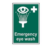 Spectrum Industrial 13984 Emergency Eye Wash First Aid Safety Sign, Non Adhesive Rigid 1mm PVC Board, 200mm x 300mm, Multi-Colour, 200 x 300 mm