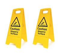 Spectrum Industrial Caution Slippery Surface Floor Sign - Pack Of 2 Heavy Duty A Boards - Double-Sided Warning Display