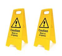 Spectrum Industrial Caution Work In Progress Floor Sign - Pack Of 2 Heavy Duty A Boards - Double-Sided Warning Display