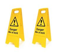 Spectrum Industrial Danger Men At Work Floor Sign - Pack Of 2 Heavy Duty A Boards - Double-Sided Warning Display