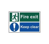 Spectrum Industrial Fire Exit Keep Clear S/A PVC Sign 300x200mm 1540