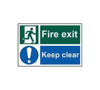 Spectrum Industrial Fire Exit Keep Clear S/A PVC Sign 300x200mm 1540