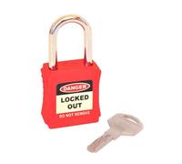 Spectrum Industrial Lockout Tagout Safety Padlock, Red Nylon Body, Steel Shackle, Keyed Differently