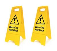 Spectrum Industrial Warning Wet Floor Floor Sign - Pack Of 2 Heavy Duty A Boards - Double-Sided Warning Display