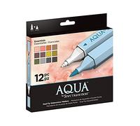 Spectrum Noir Aqua Artist's Water Based Dual Nib Marker Colouring Pens, Essentials, Pack of 12, 19 x 18.4 x 2.1 cm