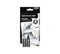 Crafter's Companion Spectrum Noir Classique Blend Twin Tip Blendable Alcohol Based Marker Set - Pack of 6 - Tone & Shade