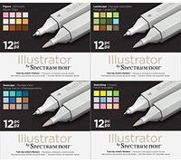 Spectrum Noir Illustrator Twin End Artist Craft Pen Set - All 4 Packs