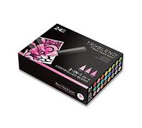 Spectrum Noir Triblend Alcohol Markers Colouring Pens - Unique 3-in-1 Blendable Colour Shade Effect - 24 Coloured Pen Kit (Essential Shades)