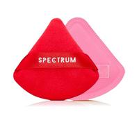 Spectrum Collections Brush Club 2 Red and Pink Makeup Puffs, Soft Velour Triangle Powder Puff for Setting and Baking, Vegan, Marble Rubycell Blending Sponge Make Up Puff for Blending Concealer