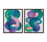Spectrum Symphony Framed Canvas Print Modern Wall Decor Set by Art Remedy, Walnut Frame, 20 x 24