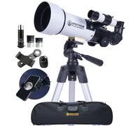 SpectrumOI TourStar 70 AZ Telescope for Adults Astronomy Gifts, Travel Telescope for Camping - Premium Refractor 70mm Aperture with Carry Bag and Phone Holder White Color