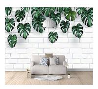 SPECUFX 3D Mural Photo Self-Adhesive Wallpaper Vines and Turtle Back Bamboo Gray Bricks 100x70cm Interior Decor Panel Wall Bathroom Restaurant Hall Living Room Hallway