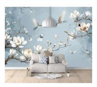 SPECUFX 3D Mural Self-Adhesive Wallpaper Blue Flower Bird Orchid 100x70cm Living Room Bedroom Background Wall Paper