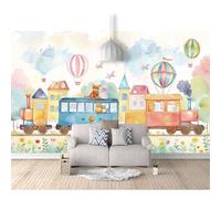 SPECUFX 3D Mural Self-Adhesive Wallpaper Cartoon Watercolor Animal hot air Balloon for Children 100x70cm Living Room Bedroom Background Wall Paper