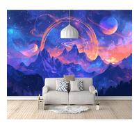 SPECUFX 3D Mural Self-Adhesive Wallpaper Planetary and Mountain Landscapes 100x70cm Hotel Wall Photo Art Poster Picture Tv Background Boys and Girls Room Decor