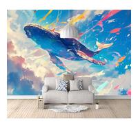 SPECUFX 3D Photo Self-Adhesive Wallpaper Mural Whales are Beautiful Marine Animals 100x70cm Effect Living Room Office Bedroom Dining Corridor Wall Posters