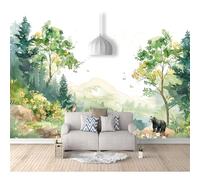 SPECUFX 3D Photo Self-Adhesive Wallpaper Watercolor Forest Trees, Animals, Bears, Landscapes 100x70cm Bedroom Living Room Theme Stereoscopic Mural Wall Posters Art