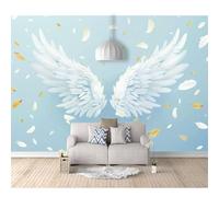 SPECUFX 3D Self-Adhesive Wallpaper Large Mural Photo Fantasy Wings with White Feathers 100x70cm Poster Decorative Home Decoration for Teen Dorm Boy Girl Room Living