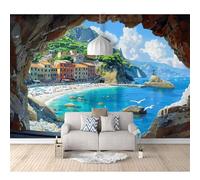 SPECUFX 3D Self-Adhesive Wallpaper Mountains and seas, Caves, Trees, and Landscapes are Green 100x70cm Mural Wall Sticker Girl Decorate