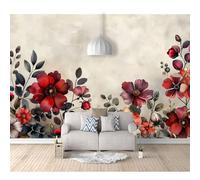 SPECUFX Custom Mural Self-Adhesive Wallpaper for Walls 3D Vintage Floral Watercolor Leaf Grey 100x70cm Art Wall Painting Living Room Bedroom Restaurant Dining Decor