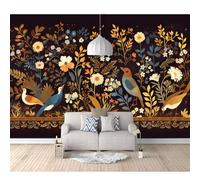 SPECUFX Home Decor Art Murals Custom 3D Photo Self-Adhesive Wallpaper Bohemian Flowers and Birds Black 100x70cm Room Bedroom Wall Painting Living Mural for Wallcoverings