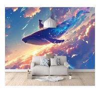SPECUFX Mural Panoramic 3D Self-Adhesive Wallpaper Whales are Beautiful Marine Animals 100x70cm Living Room Bedroom Tv Background Wall Hd Printing Custom Tapestry Photo Poster