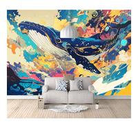 SPECUFX Mural Photo Self-Adhesive Wallpaper Whales are Beautiful Marine Animals 100x70cm 3D Wall Art Poster Picture Boy Girl Bedroom Gift Decoration Photos